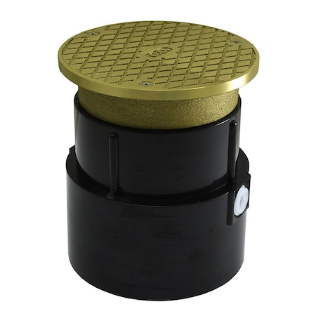 Jones Stephens 4in. ABS Over Pipe Fit Base Cleanout with 3-1/2in. Metal Spud and 5in. Polished Brass Cover C59065